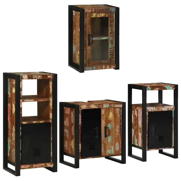 Ensemble de mobilier de salle de bain 4 pcs Bois massif recyclé