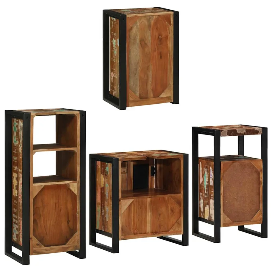 Ensemble de mobilier de salle de bain 4 pcs Bois massif recyclé - 10