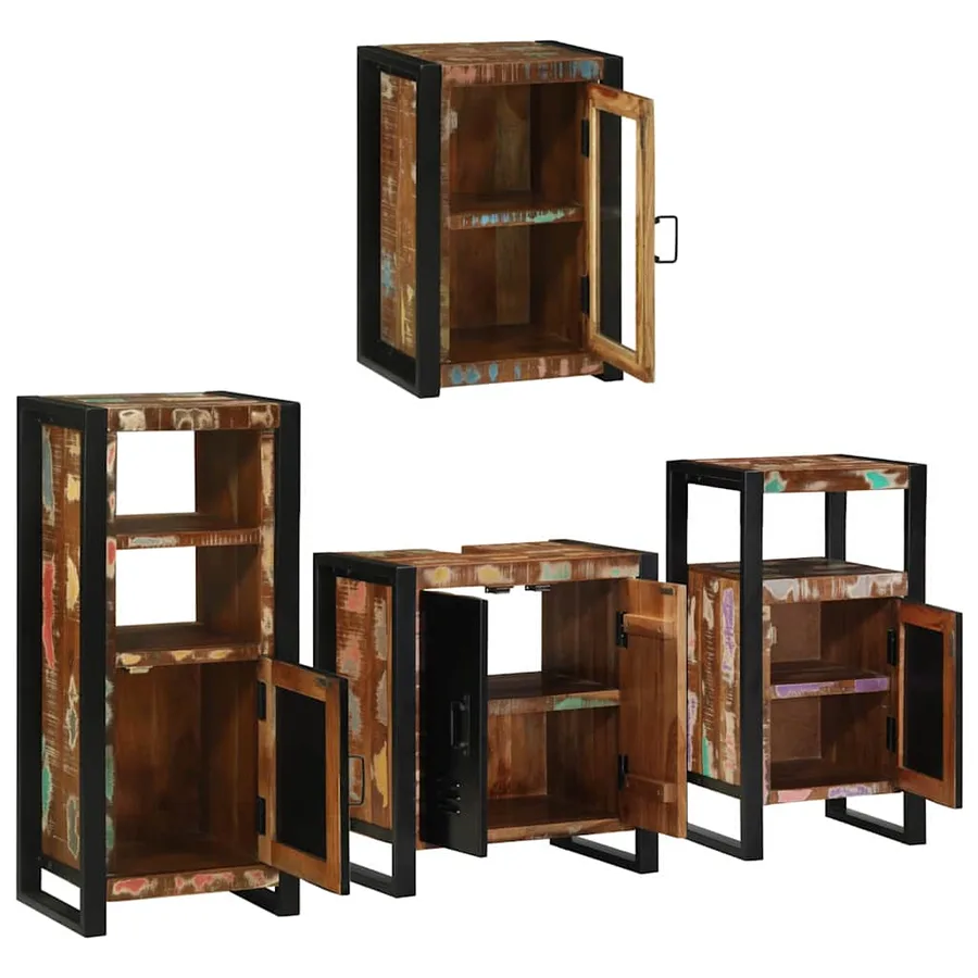 Ensemble de mobilier de salle de bain 4 pcs Bois massif recyclé - 4