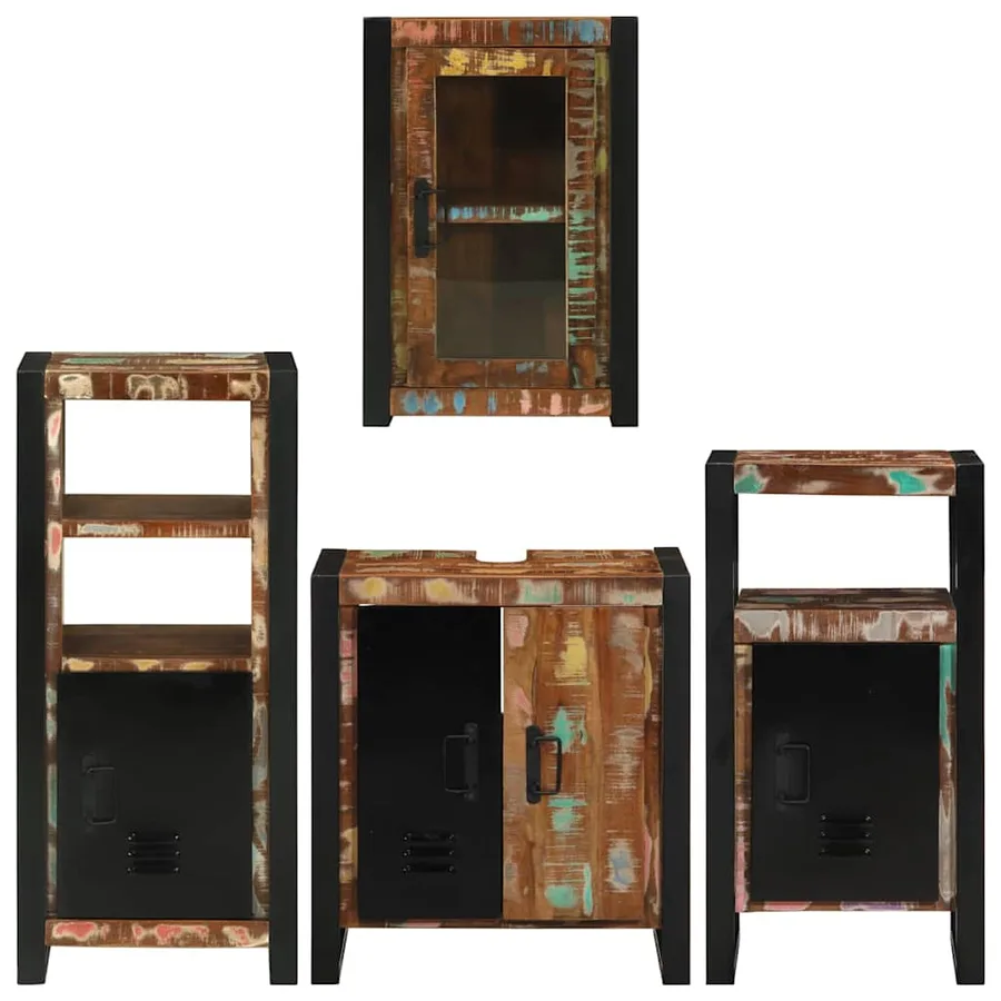 Ensemble de mobilier de salle de bain 4 pcs Bois massif recyclé - 9