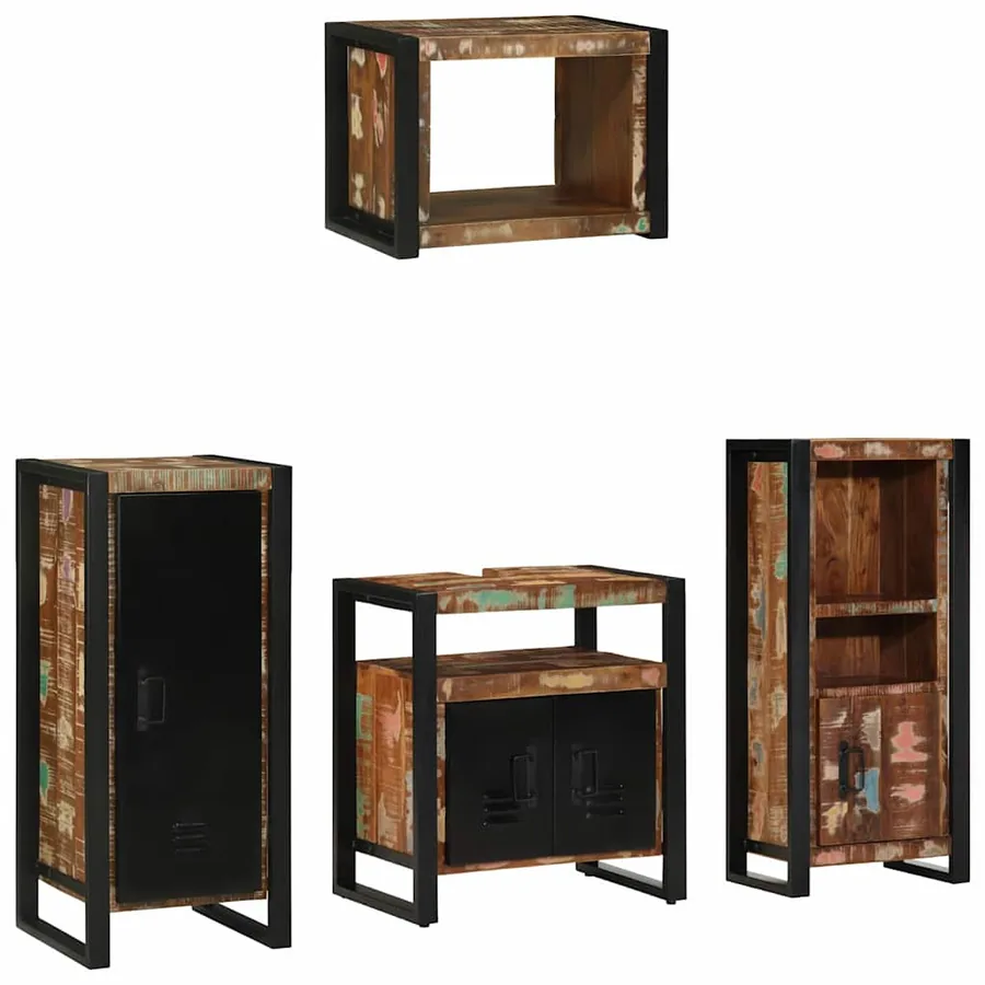 Ensemble de mobilier de salle de bain 4 pcs Bois Recyclé Solide