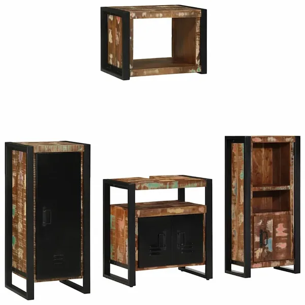 Ensemble de mobilier de salle de bain 4 pcs Bois Recyclé Solide