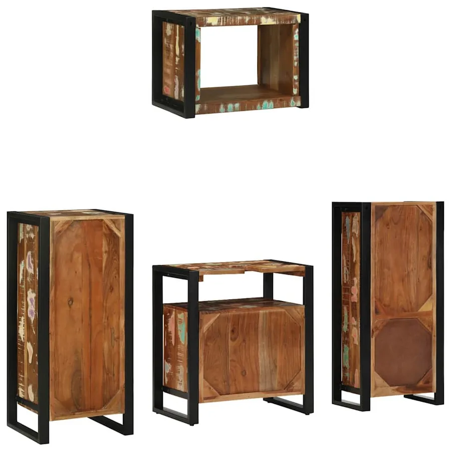 Ensemble de mobilier de salle de bain 4 pcs Bois Recyclé Solide - 9