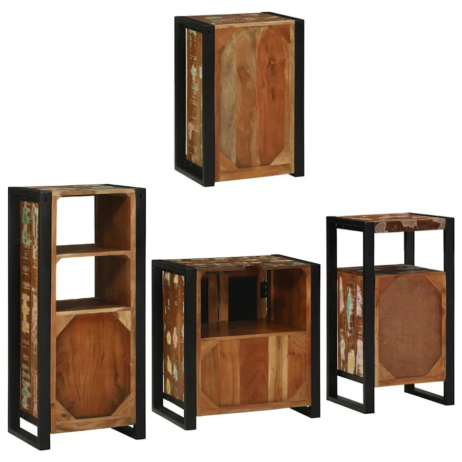 Ensemble de mobilier de salle de bain 4 pcs Bois massif recyclé - 10