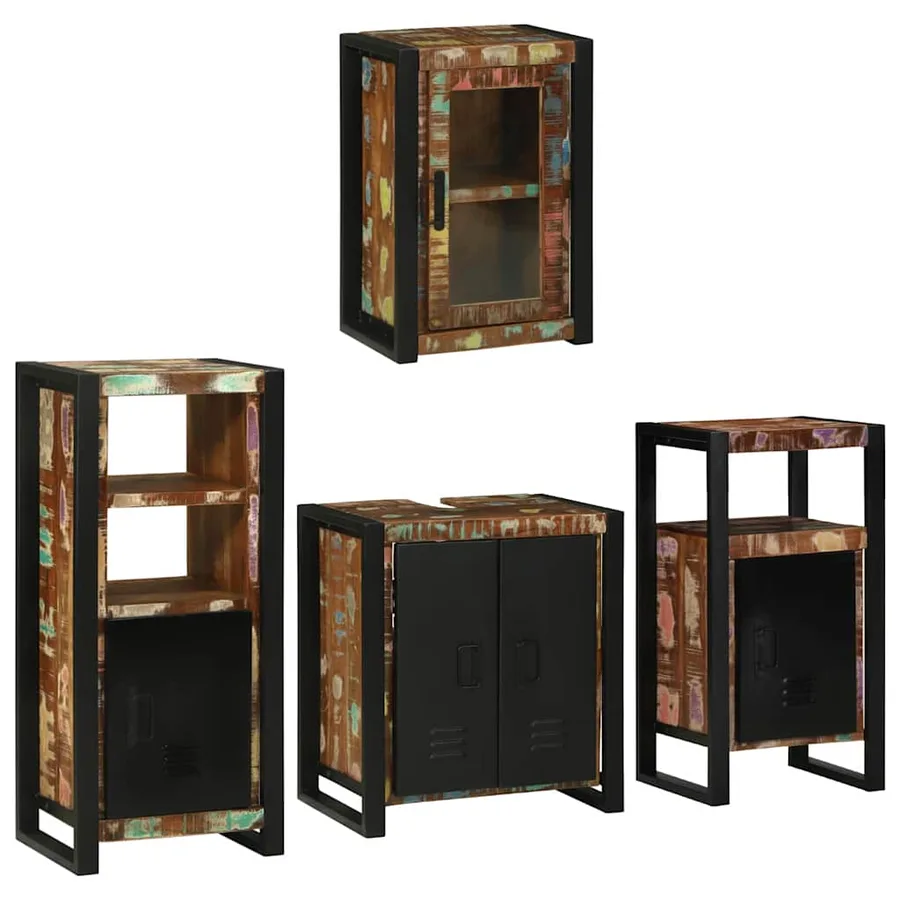 Ensemble de mobilier de salle de bain 4 pcs Bois massif recyclé - 2