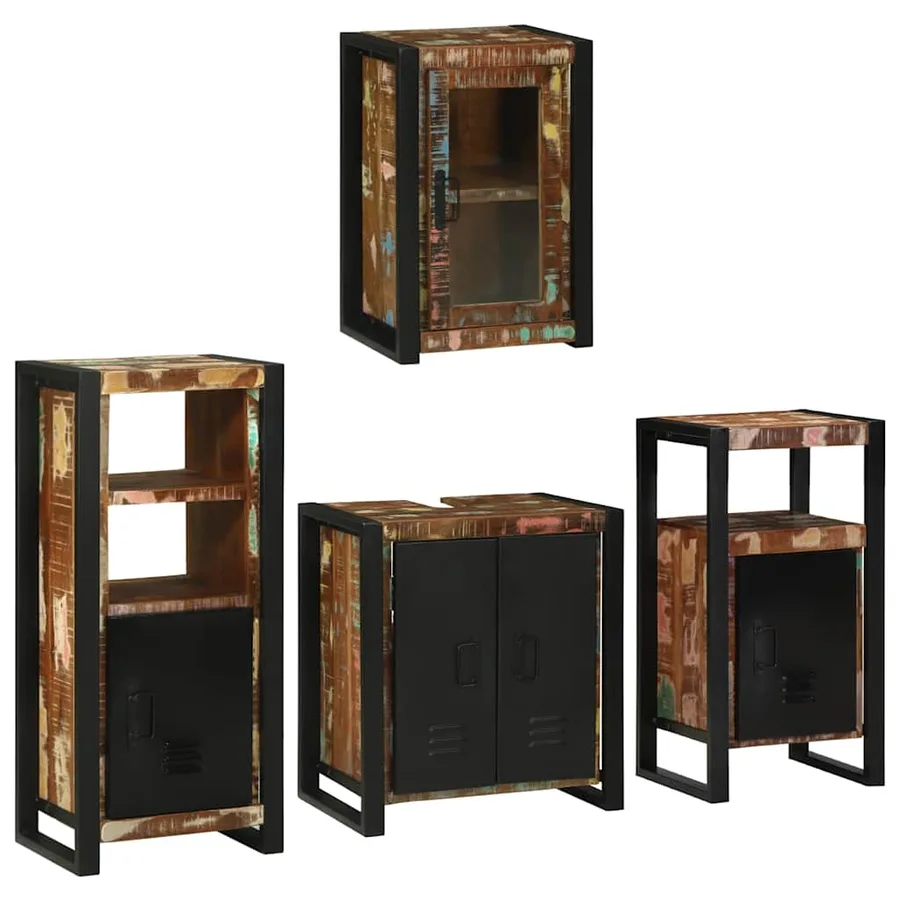 Ensemble de mobilier de salle de bain 4 pcs Bois massif recyclé - 3