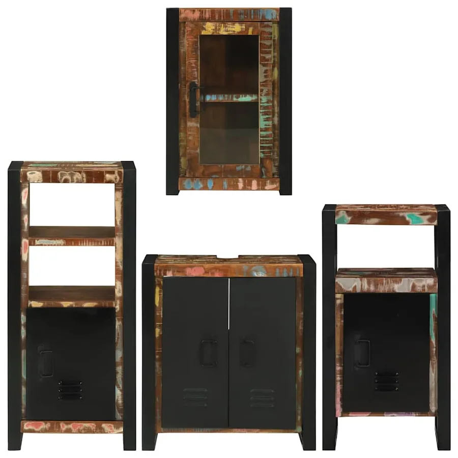 Ensemble de mobilier de salle de bain 4 pcs Bois massif recyclé - 9