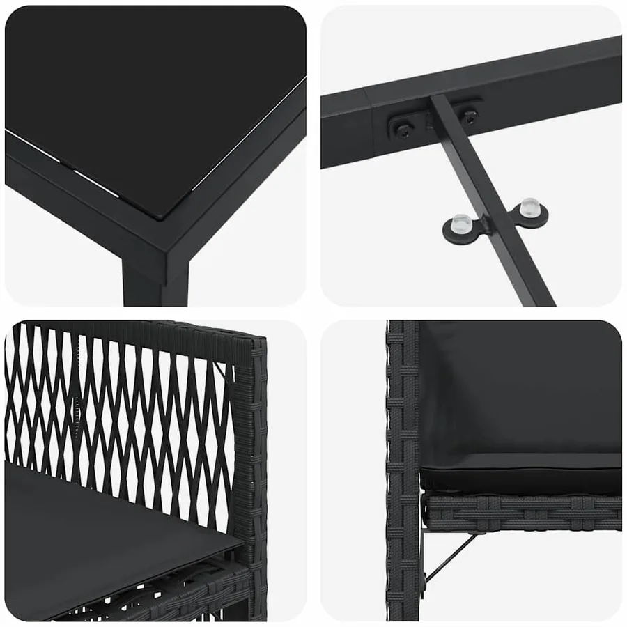 Ensemble de salle à manger pour jardin 9 pcs Noir polyrotin - 9