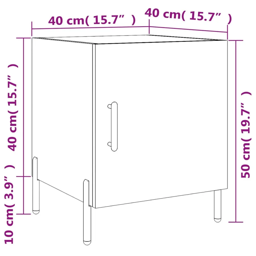 Table de chevet chêne marron 40x40x50 cm bois d’ingénierie - 13