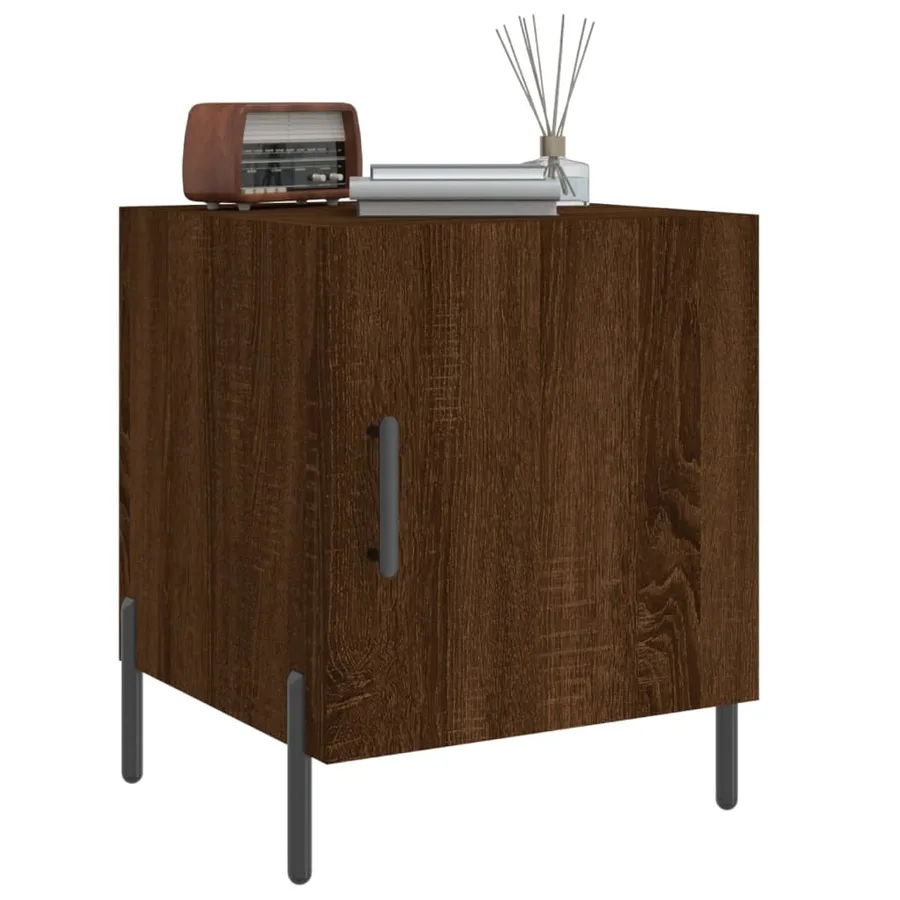 Table de chevet chêne marron 40x40x50 cm bois d’ingénierie - 4