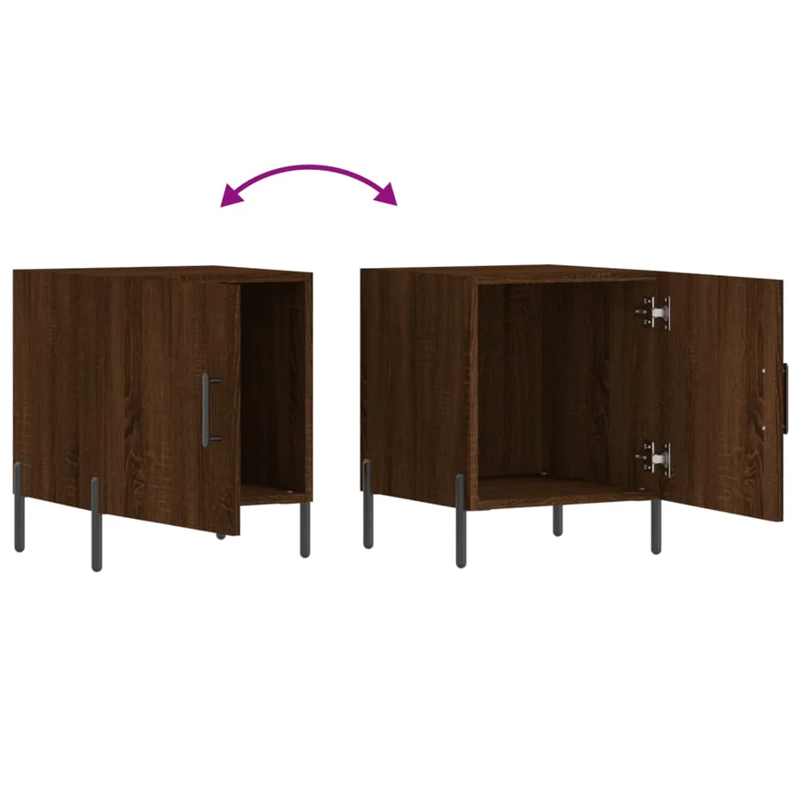 Table de chevet chêne marron 40x40x50 cm bois d’ingénierie - 9