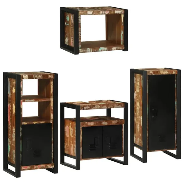 Ensemble de mobilier de salle de bain 4 pcs Bois massif recyclé