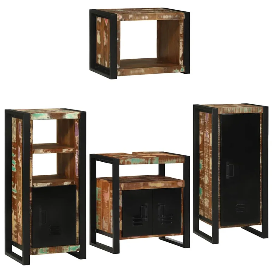 Ensemble de mobilier de salle de bain 4 pcs Bois massif recyclé - 2