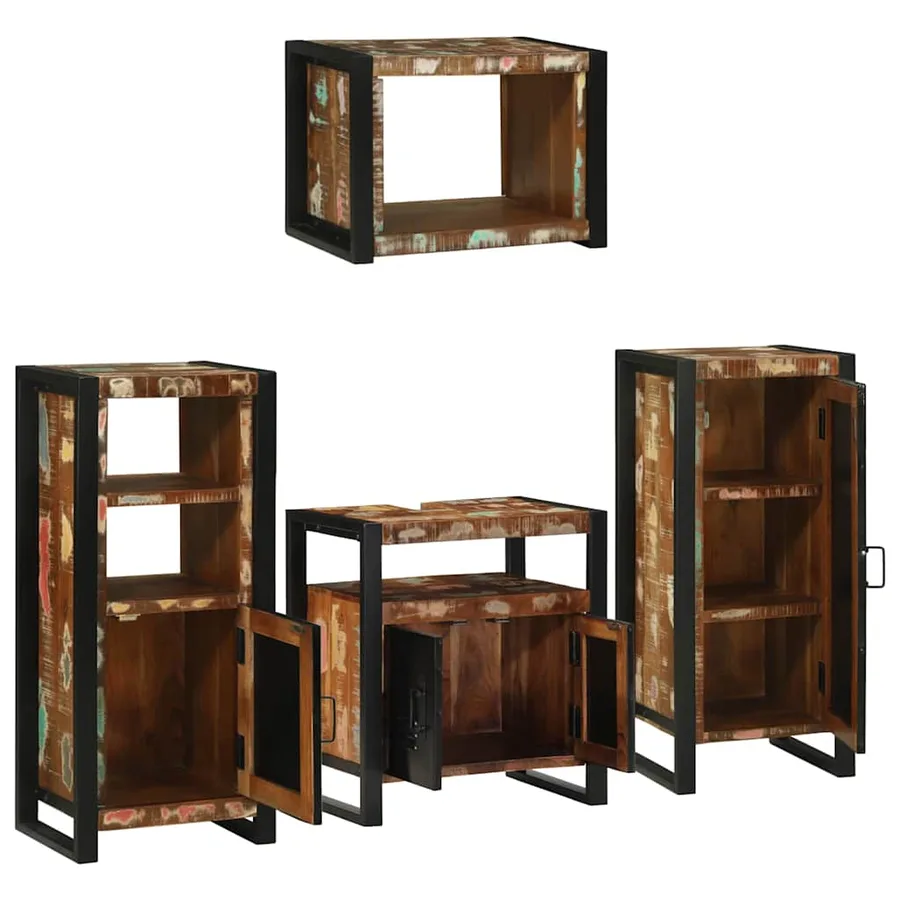 Ensemble de mobilier de salle de bain 4 pcs Bois massif recyclé - 4