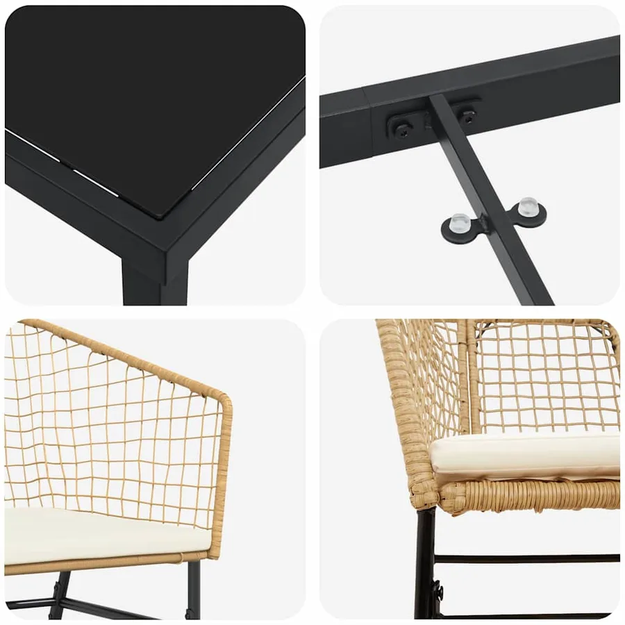Ensemble de salle à manger pour jardin 7 pcs Marron polyrotin - 9
