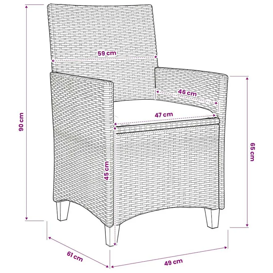 Ensemble de salle à manger pour jardin 5 pcs Gris polyrotin - 8
