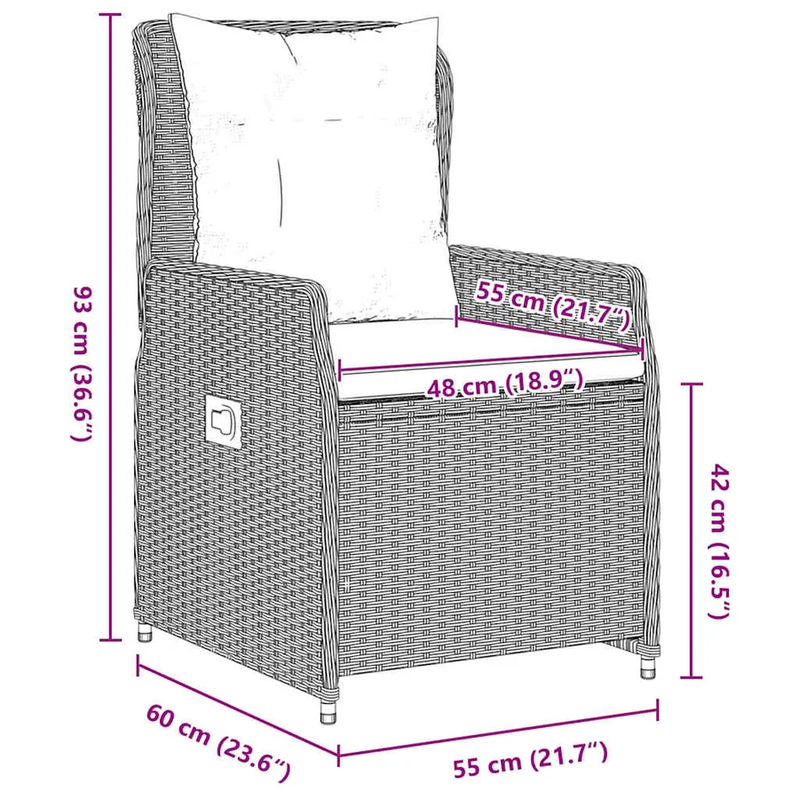 Ensemble de salle à manger pour jardin 9 pcs Gris clair - 10
