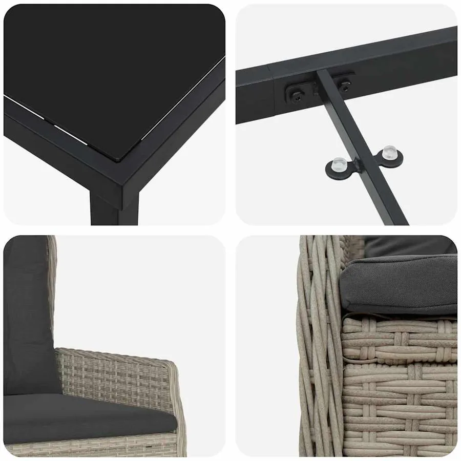 Ensemble de salle à manger pour jardin 9 pcs Gris clair - 9