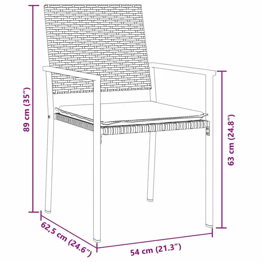 Ensemble de salle à manger pour jardin 7 pcs Noir et Gris Clair - 10