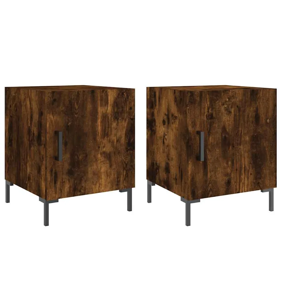 Tables de chevet 2 pcs chêne fumé 40x40x50 cm bois d'ingénierie - 2
