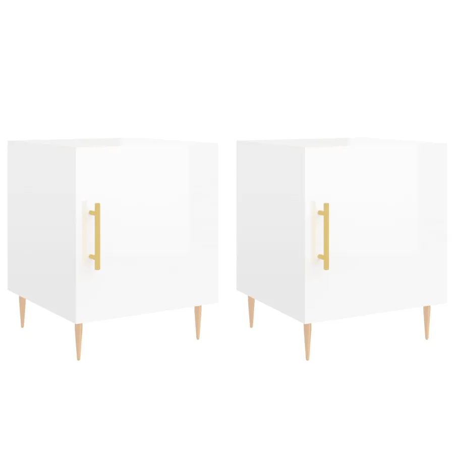 Tables de chevet 2 pcs blanc brillant 40x40x50 cm - 2