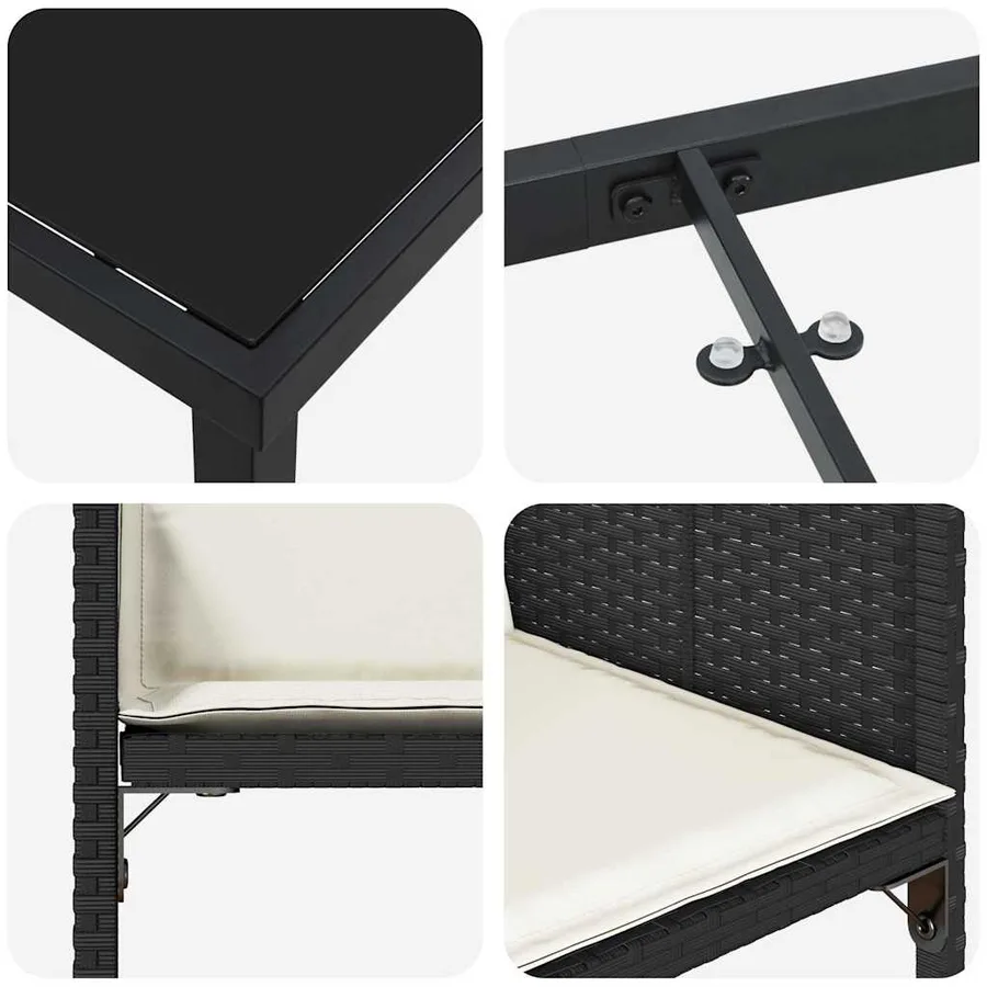 Ensemble de salle à manger pour jardin 5 pcs Noir polyrotin - 9