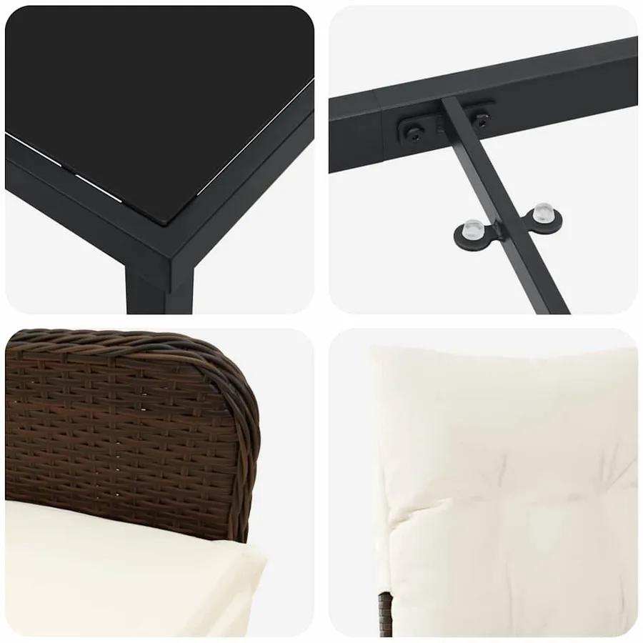 Ensemble de salle à manger pour jardin 5 pcs Marron polyrotin - 9