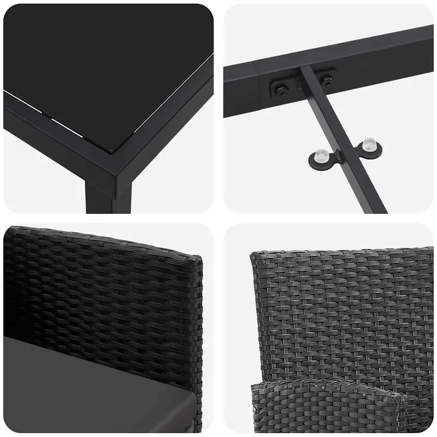 Ensemble de salle à manger pour jardin 9 pcs Noir polyrotin - 9
