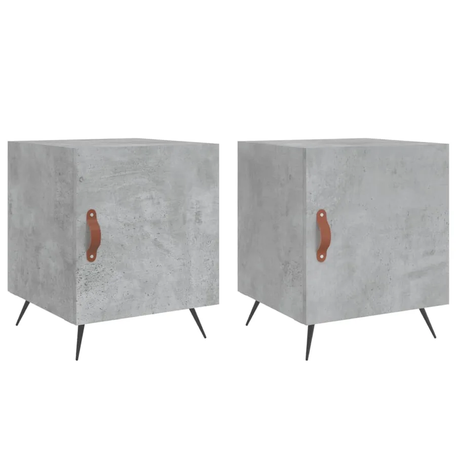 Tables de chevet 2 pcs gris béton 40x40x50 cm bois d’ingénierie - 2