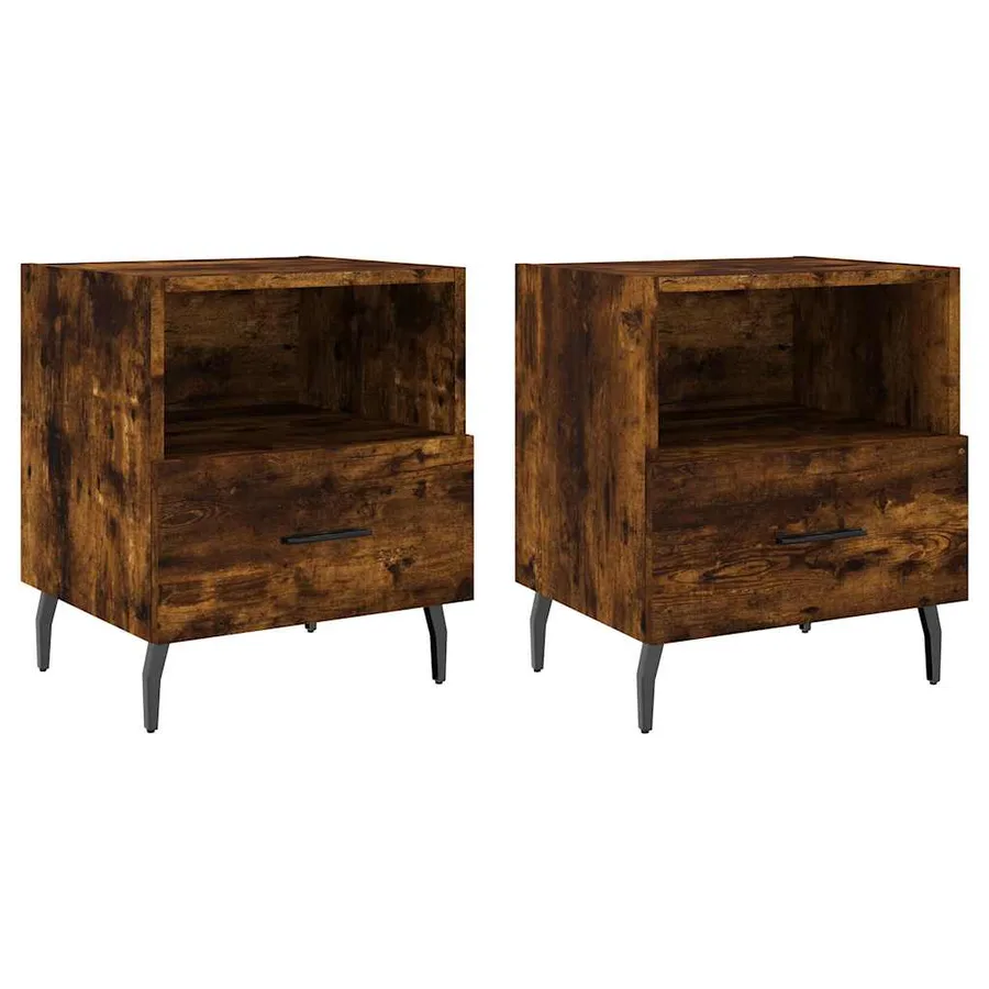 Tables de chevet 2pcs chêne fumé 40x35x47,5cm bois d’ingénierie - 2