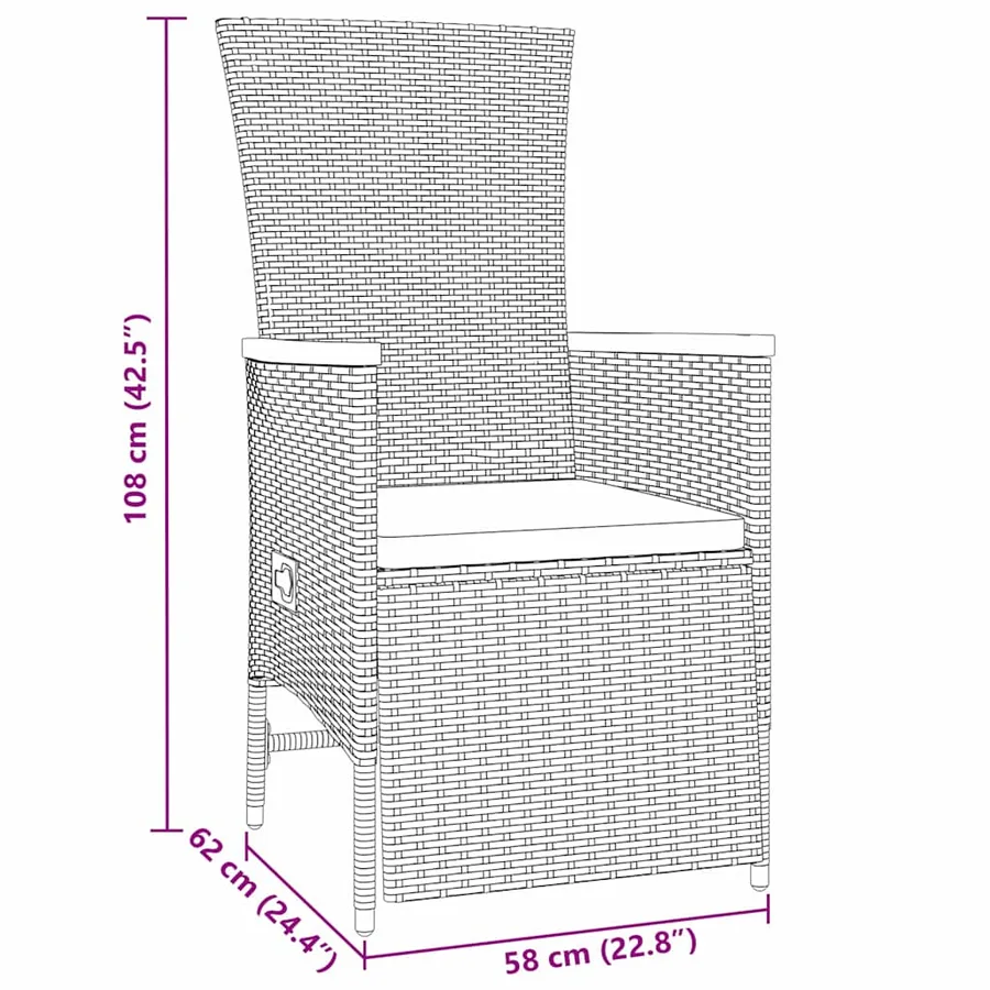 Ensemble de salle à manger pour jardin 9 pcs Gris polyrotin - 10