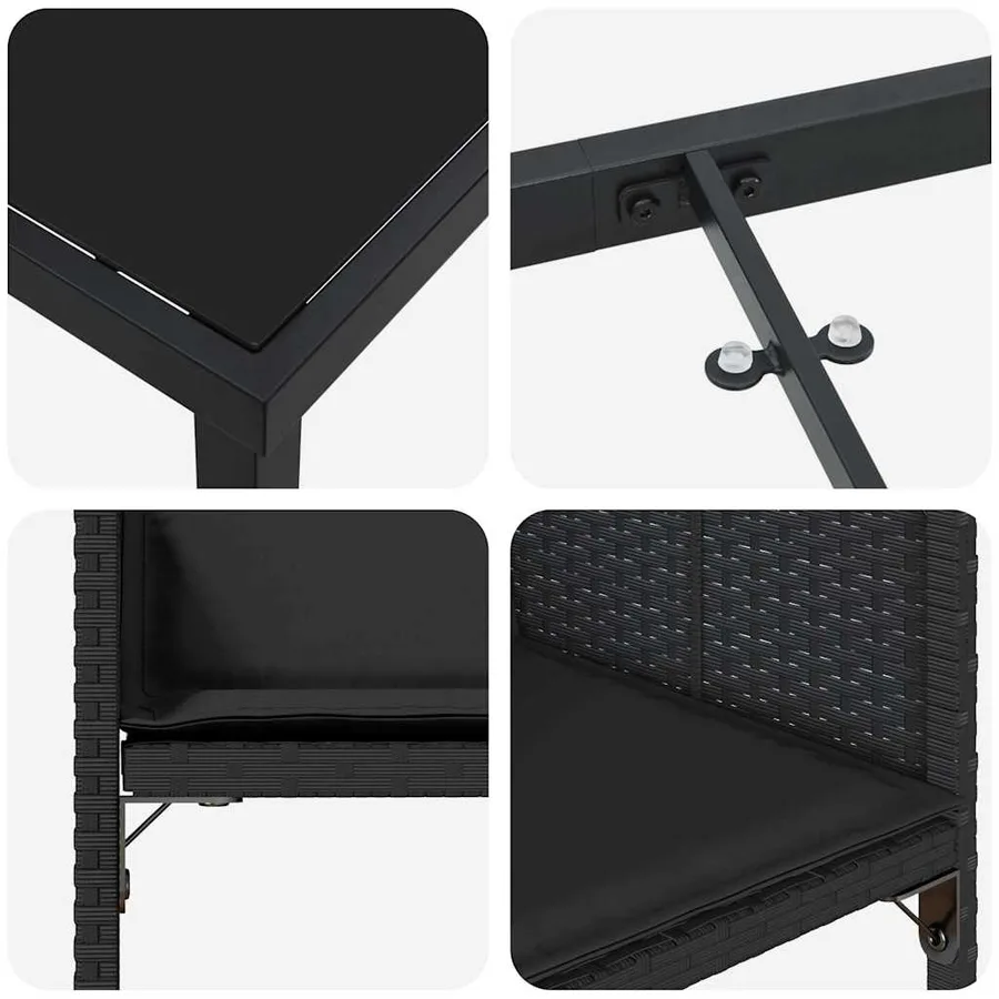 Ensemble de salle à manger pour jardin 9 pcs Noir polyrotin - 9