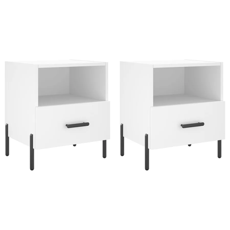 Tables de chevet 2 pcs blanc 40x35x47,5 cm bois d’ingénierie - 2