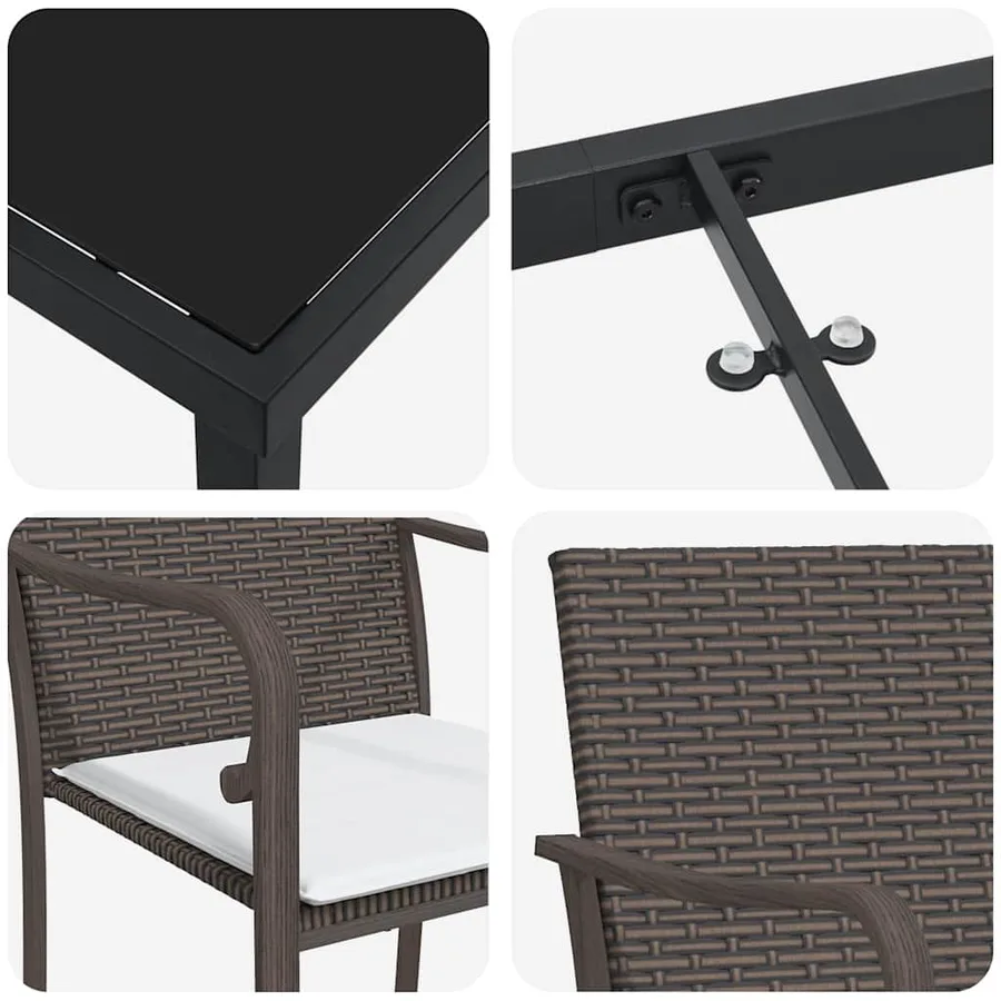Ensemble de salle à manger pour jardin 7 pcs Marron et Noir - 9
