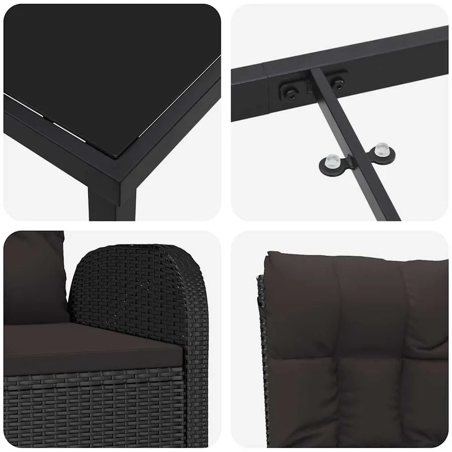 Ensemble de salle à manger pour jardin 7 pcs Noir polyrotin - 9