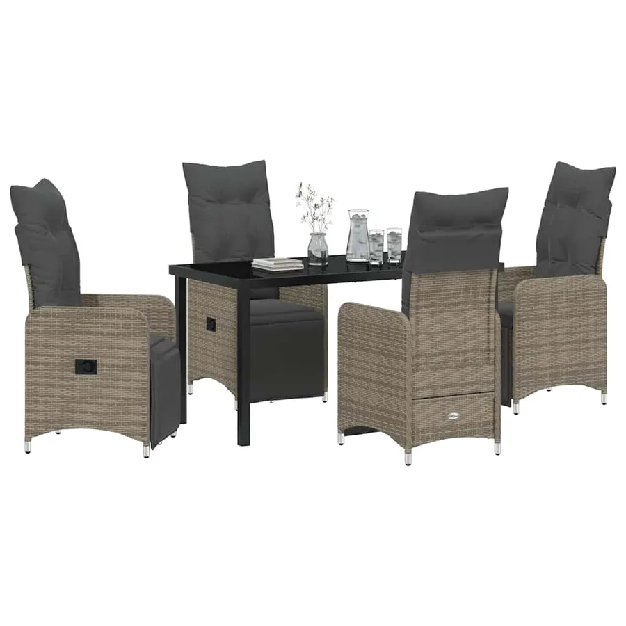 Ensemble de salle à manger pour jardin 5 pcs Gris polyrotin - 3