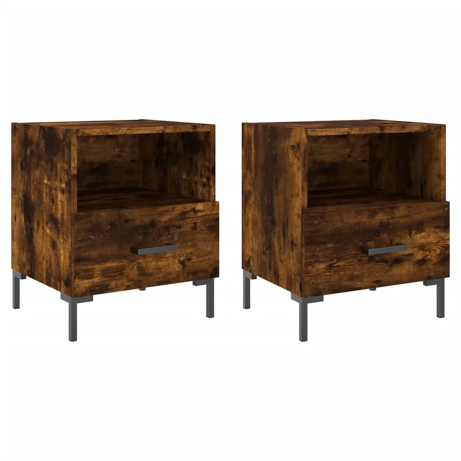 Tables de chevet 2pcs chêne fumé 40x35x47,5cm bois d’ingénierie - 2
