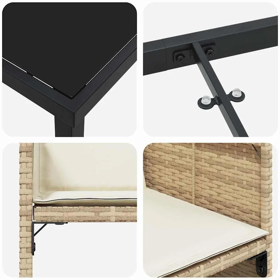 Ensemble de salle à manger pour jardin 9 pcs Beige polyrotin - 9