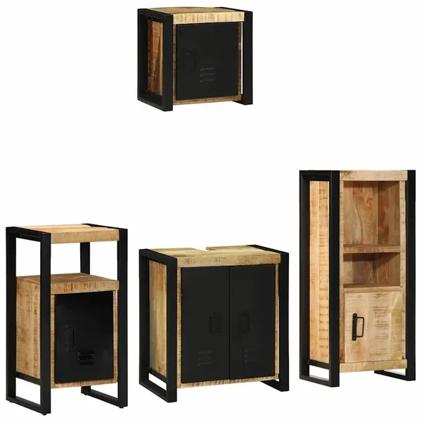 Ensemble de mobilier de salle de bain 4 pcs Marron et Noir