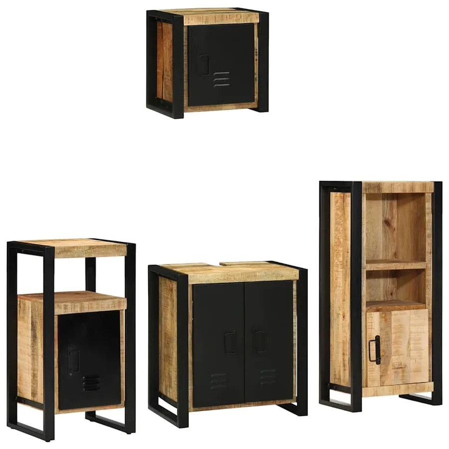 Ensemble de mobilier de salle de bain 4 pcs Marron et Noir - 10