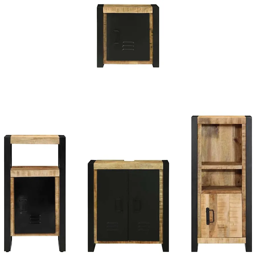 Ensemble de mobilier de salle de bain 4 pcs Marron et Noir - 8