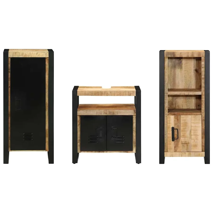 Ensemble de mobilier de salle de bain 3 pcs Marron et Noir - 7