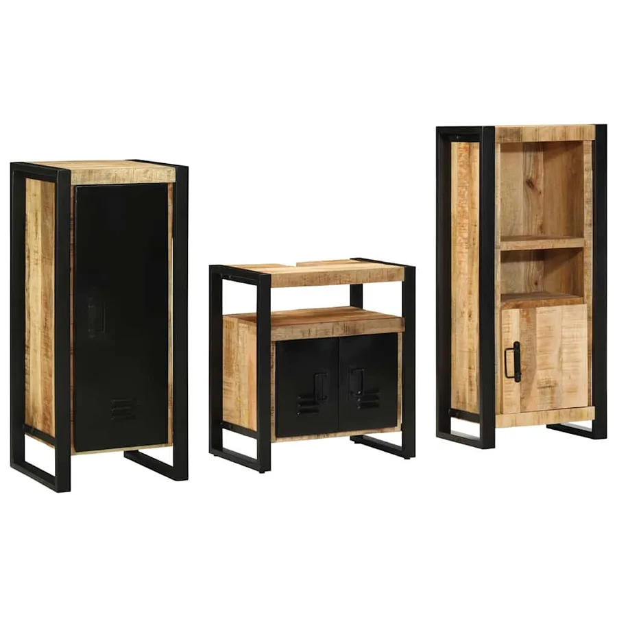 Ensemble de mobilier de salle de bain 3 pcs Marron et Noir - 8