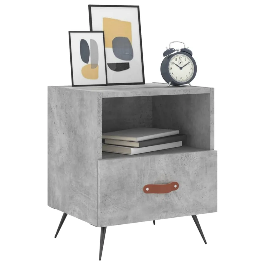 Tables de chevet 2pcs gris béton 40x35x47,5cm bois d’ingénierie - 3
