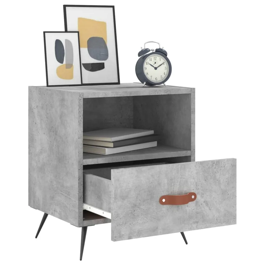 Tables de chevet 2pcs gris béton 40x35x47,5cm bois d’ingénierie - 4