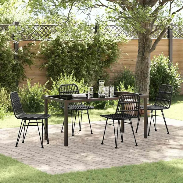 Ensemble de salle à manger pour jardin 5 pcs Noir