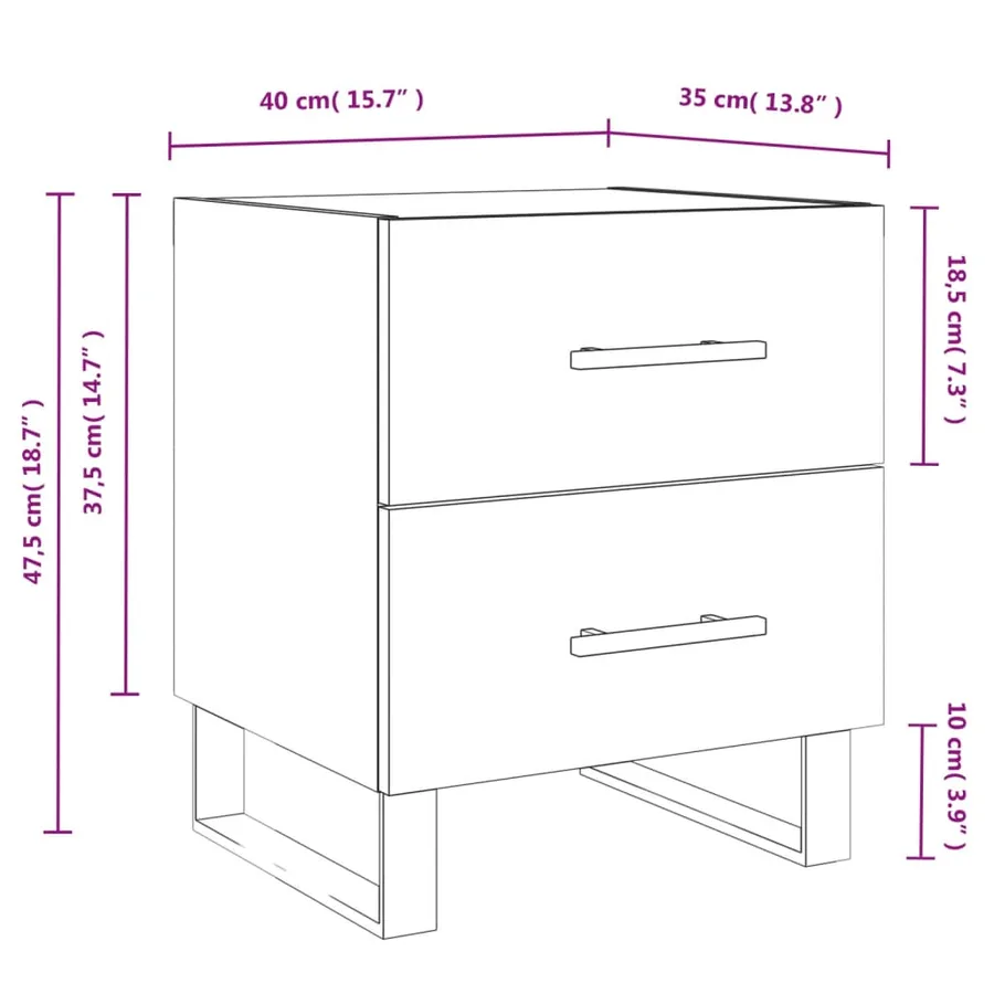 Tables de chevet 2 pcs blanc 40x35x47,5 cm bois d’ingénierie - 13