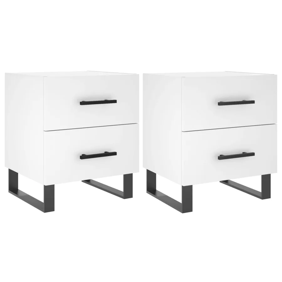 Tables de chevet 2 pcs blanc 40x35x47,5 cm bois d’ingénierie - 2
