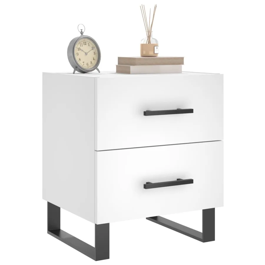 Tables de chevet 2 pcs blanc 40x35x47,5 cm bois d’ingénierie - 3