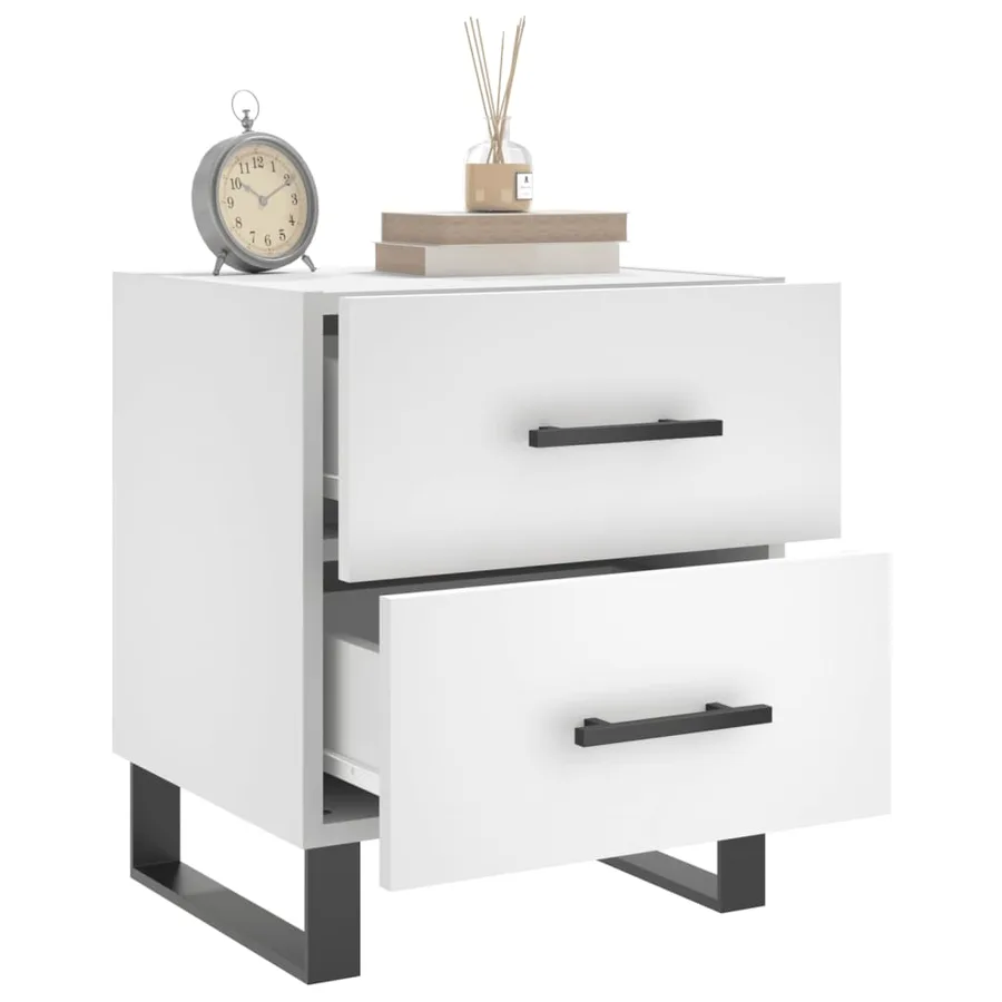 Tables de chevet 2 pcs blanc 40x35x47,5 cm bois d’ingénierie - 4